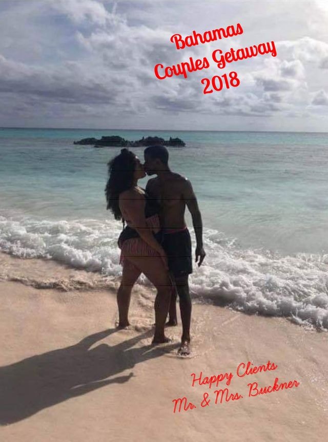 Mr. & Mrs. Buckner on the beach in the Bahamas
