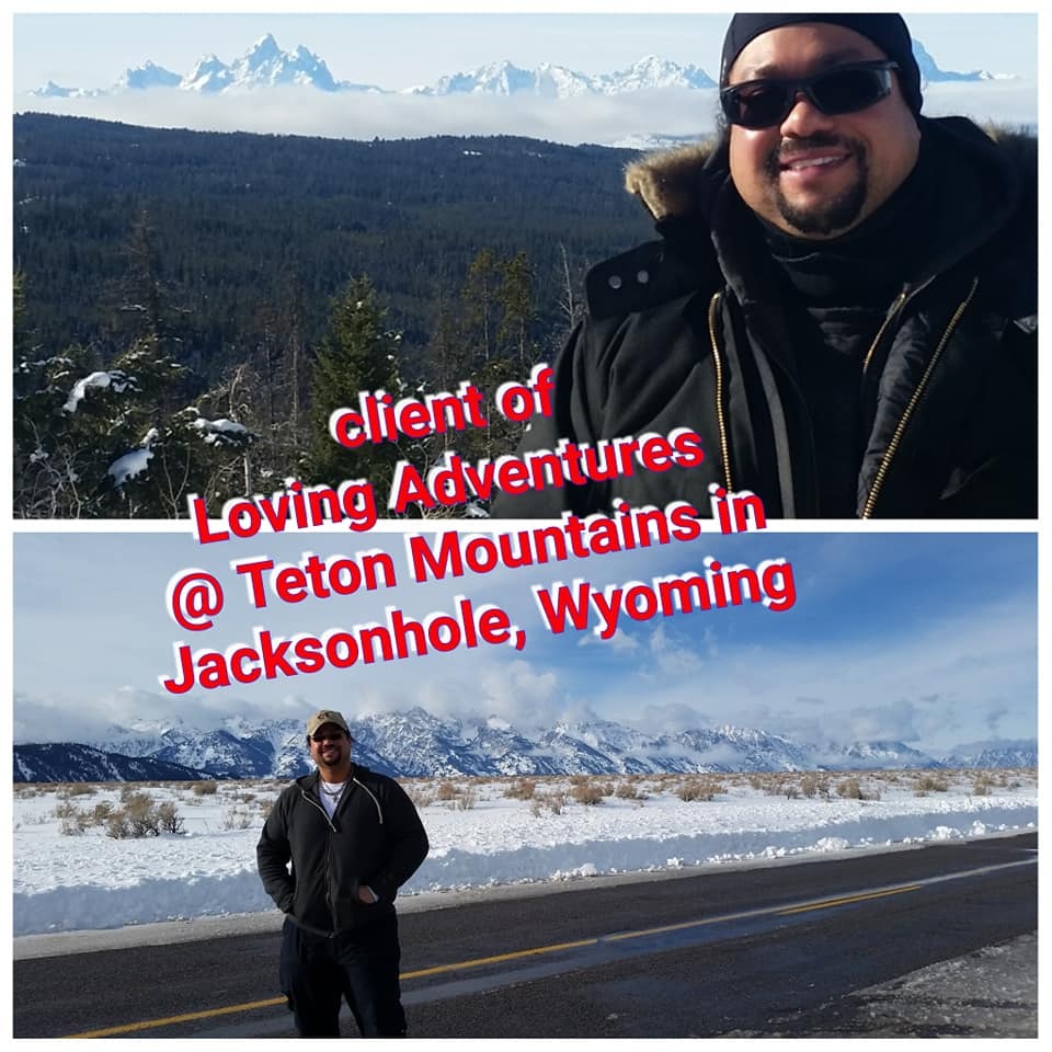 Client at Teton Mountains in Jackson Hole Wyoming